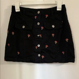 Forever 21 Black Mini Skirt with Red Embroidery